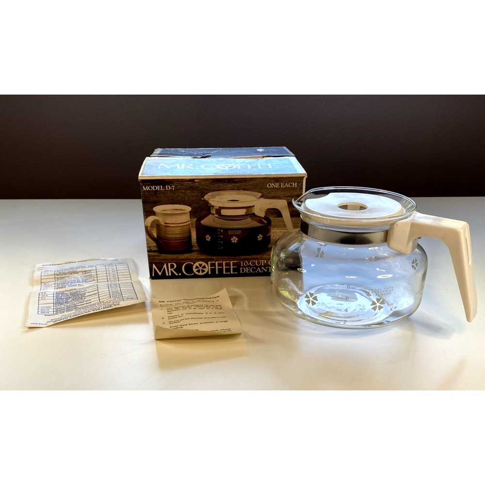 New in Box Vintage 1981 MR COFFEE Glass Decanter Pot Replacement 10cup White D-7